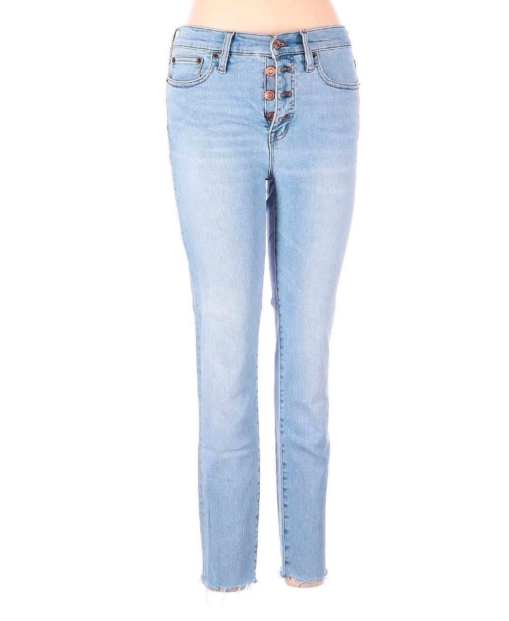 J.Crew 9" High Rise Toothpick Jeans Size 29 Light Wash Button Fly Raw Hem